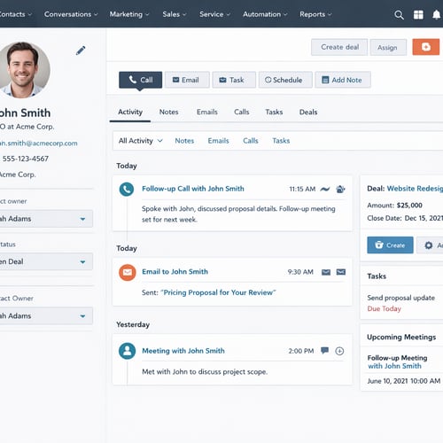 HubSpot CRM Interface in Clear View