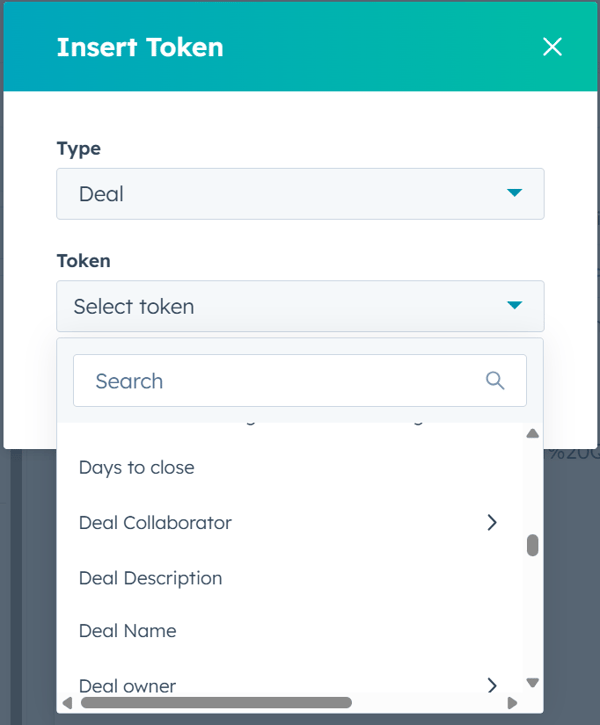 Deal token in HubSpot
