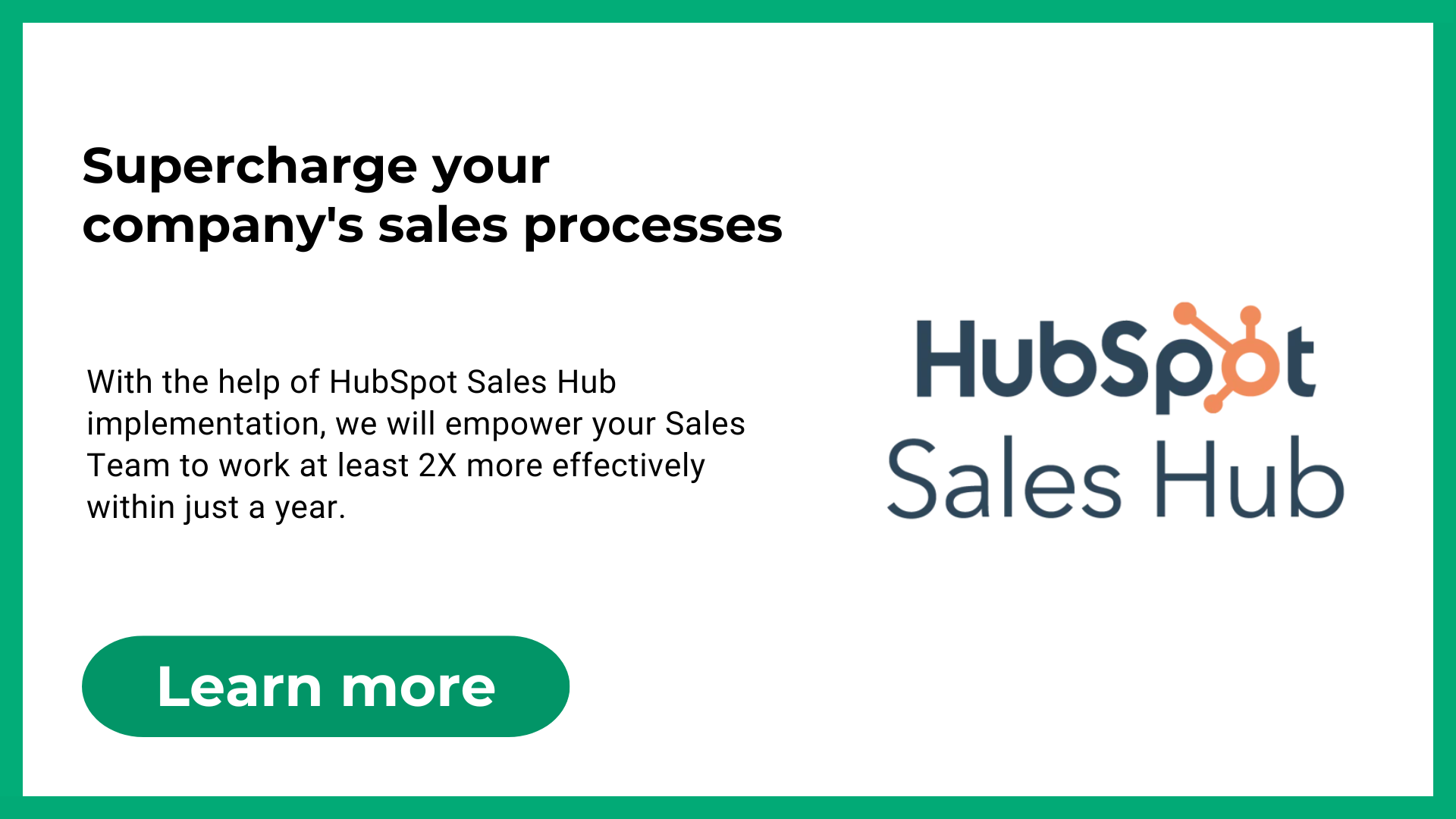 HubSpot Sales Hub Implementation Banner