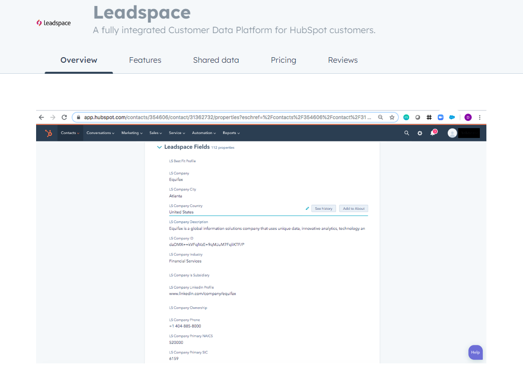 Leadspace customer data integration for HubSpot